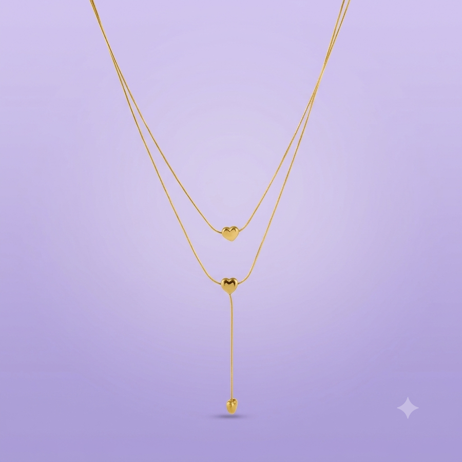 Double Layered Golden Heart Necklace