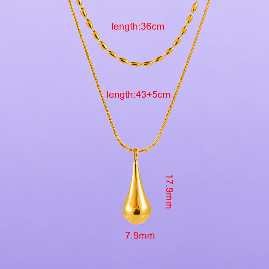 Sleek Teardrop Charm Layer Necklace