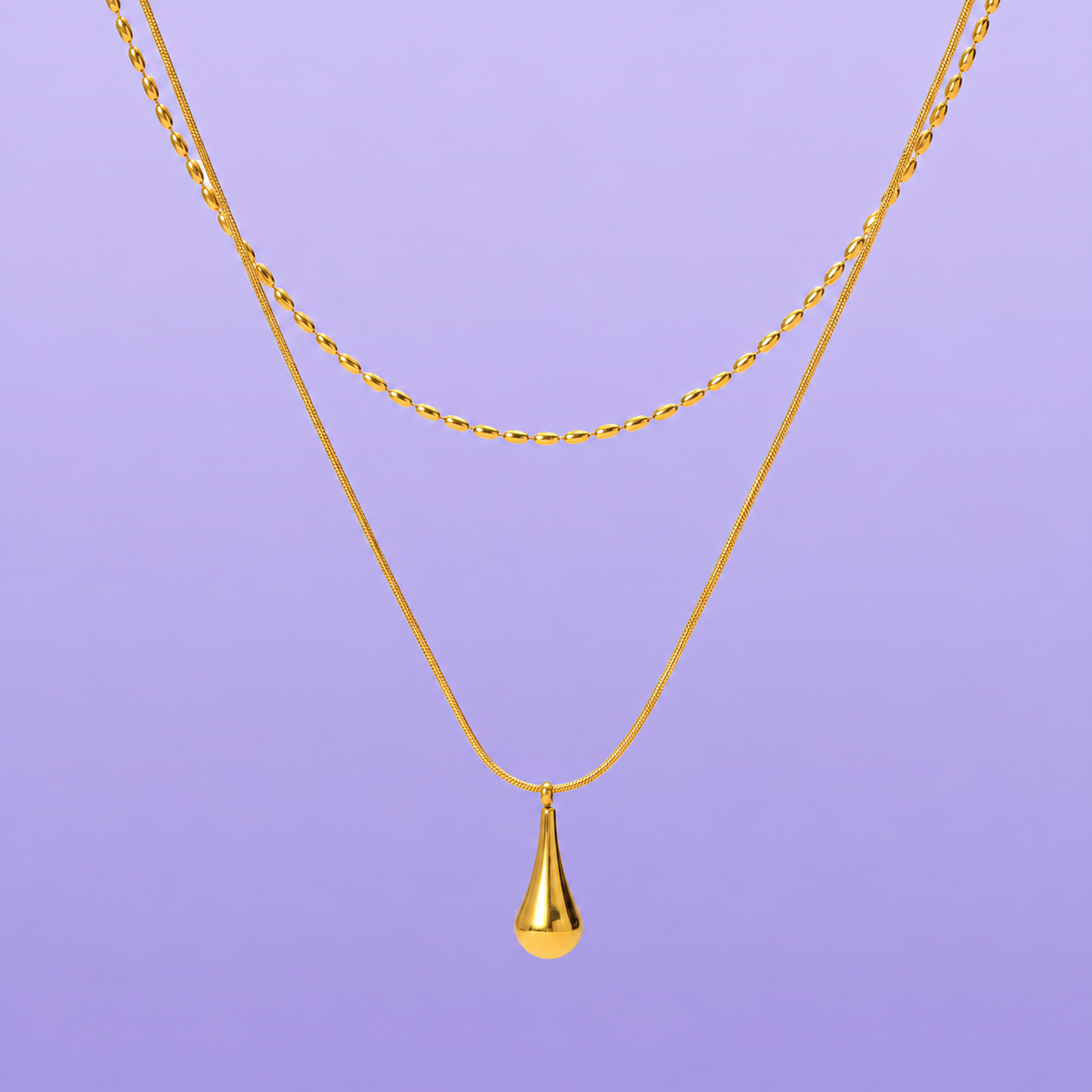 Sleek Teardrop Charm Layer Necklace