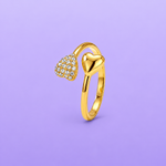 Gold Stone Studded Heart Shaped Ring