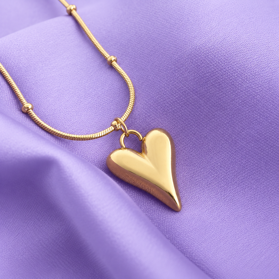 Heart Ball Chain Pendant Necklace