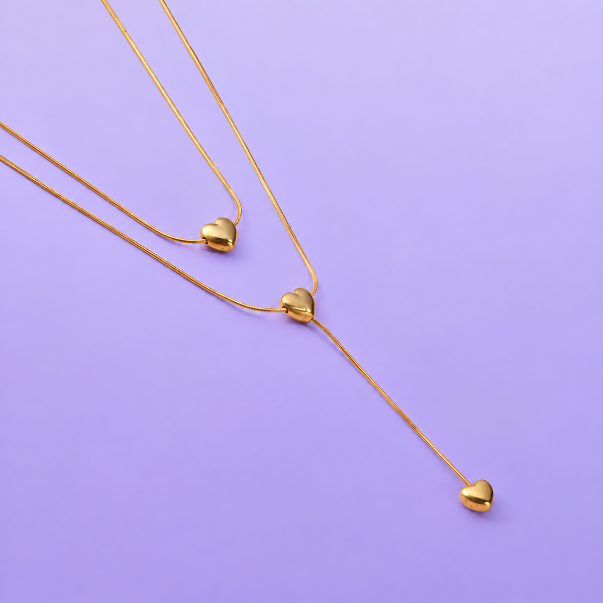 Double Layered Golden Heart Necklace