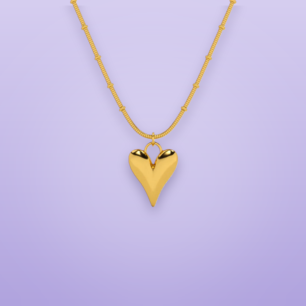 Heart Ball Chain Pendant Necklace