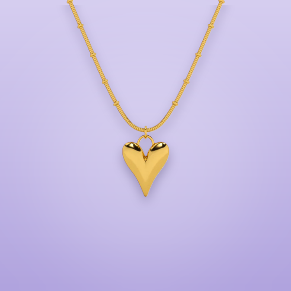 Heart Ball Chain Pendant Necklace